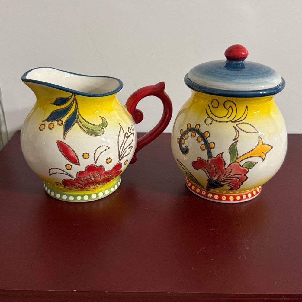 Dutch Wax by Coastline Imports Anthropologie Ceramic Cream & Sugar Bowl Set